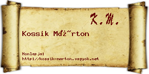 Kossik Márton névjegykártya