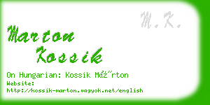 marton kossik business card